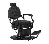 POLTRONA DA BARBIERE PARRUCCHIERE PRESIDENT BLACK IN SIMILPELLE NERA VINTAGE