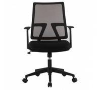 Sedia poltroncina da ufficio con seduta imbottita e schienale in rete (087BK)