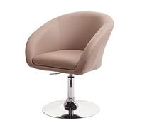 Sedia poltroncina Lounge Girevole HWC-F19 Metallo Cromato Ecopelle Marrone Beige