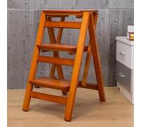 Sedia Portatile per Scale, Sgabello con Scala a Tre gradini, Scala in Legno, Sgabello con Scala a Tre gradini, Sgabello da Cucina Pieghevole Multifunzionale, Sedia con Scala,B02