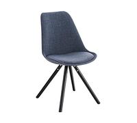 Sedia Pranzo Pegleg in Stoffa I Sedia Design Tulip Imbottita Telaio in Legno, Gambe Tonde I Sedia Studio Scandinava, Seduta 46 CM, Colore:Blu, Colore della Cornice:Nero