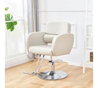 Sedia professionale da parrucchiere con altezza regolabile per barbiere e salone di bellezza, sedia bianca con base rotonda