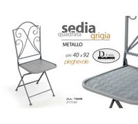 SEDIA QUADRATA IN METALLO GRIGIO SHABBY PIEGHEVOLE 4092 CM JAA-730498
