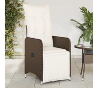 Sedia Reclinabile da Giardino con Cuscini Marrone in Polyrattan, Poltrona Relax Esterno Regolabile per Terrazza Piscina, Materiale Resistente alle Intemperie, Confortevole con Cuscini Imbottiti