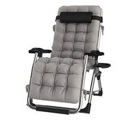 Sedia reclinabile da giardino oversize da 199,6 kg, resistente, sedia a sdraio portatile a gravità zero per persone pesanti (con tappetino grigio)