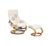 Beliani Sedia reclinabile Ecopelle Beige Chiaro con poggiapiedi massaggiante