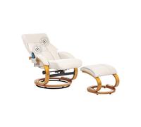 Sedia reclinabile ecopelle beige chiaro con poggiapiedi massaggiante Force