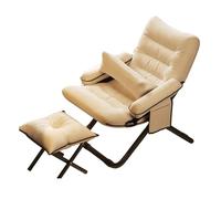 Sedia reclinabile ergonomica con poggiapiedi, regolabile in 3 posizioni, sedia relax pieghevole con cuscino di supporto lombare e borsa portaoggetti (beige)