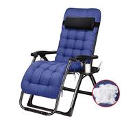 Sedia Reclinabile Patio Zero Gravity con Cuscini per Persone Pesanti, Poltrona Pieghevole per Giardino da Spiaggia Interno ed Esterno, Supporto 200 kg (Colore : Blu)