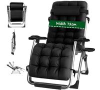 Sedia reclinabile Zero Gravity per esterni, con portabicchieri e cuscino poggiatesta, sedia a sdraio pieghevole da giardino, comoda sedia da salotto, cuscino grigio, set da 1