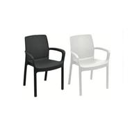 SEDIA REGINA IN POLIRATTAN CON BRACCIOLI BIANCA ANTRACITE RESISTENTE ESTERNO