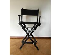 Sedia Regista Alta Pieghevole Nera + Tessuto Nero - Make Up Truccatrice, Sgabello da Bar, Giardino