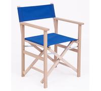 Sedia Regista Pieghevole da Giardino 55x57xh85 cm in Legno Faggio Massello Blu