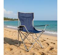 Sedia Regista Pieghevole Ombrello Ferro e Textilene Sacar Blu Giardino Camping