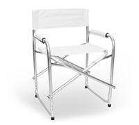 Sedia relax pieghevole Regista in alluminio con rivestimento in textilene bianco