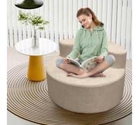 Sedia rotonda oversize moderna di lusso, con schienale curvo stretto, con design a mezza luna e schiuma ad alta densità per soggiorno, salotto e sala proiezione (color albicocca)
