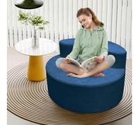Sedia rotonda oversize moderna di lusso, con schienale curvo stretto, con design a mezza luna e schiuma ad alta densità per soggiorno, salotto e sala proiezioni (blu scuro)