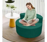 Sedia rotonda oversize moderna di lusso, con schienale curvo stretto, con design a mezza luna e schiuma ad alta densità per soggiorno, salotto e sala proiezioni (verde inchiostro)