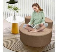 Sedia rotonda oversize moderna di lusso, con schienale curvo stretto, con design a mezza luna e schiuma ad alta densità per soggiorno, salotto e sala proiezione (cachi)