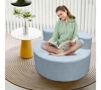 Sedia rotonda oversize moderna di lusso, con schienale curvo stretto, con design a mezza luna e schiuma ad alta densità per soggiorno, salotto e sala proiezione (azzurro)