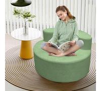 Sedia rotonda oversize moderna di lusso, con schienale curvo stretto, con design a mezza luna e schiuma ad alta densità, per soggiorno, salotto e sala proiezioni (verde chiaro)