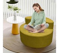 Sedia rotonda oversize moderna di lusso, con schienale curvo stretto, con design a mezza luna e schiuma ad alta densità per soggiorno, salotto e sala proiezione (giallo-marrone)