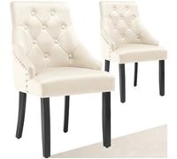 TecTake® Set da 6, sedie da pranzo, rivestimento in velluto morbido, seduta imbottita in gommapiuma, schienale curvo, gambe in legno massiccio, sedie cucina, soggiorno, sedia ergonomica - Crema/Nero