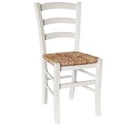 Sedia sala da pranzo in legno venezia bianco con seduta in paglia di riso