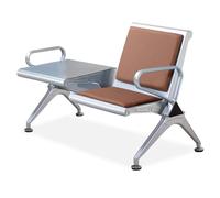 Sedia Sala D'attesa con Tavolino, Sedie Ufficio Ospiti, Sedia per Ospiti per la Reception in PU con Braccioli e Schienale Ergonomico per Aeroporti, Uffici, Banche, Ospedali(Brown)