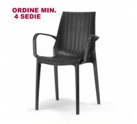 SEDIA SCAB LUCREZIA CON BRACCIOLI ANTRACITE BAR LOCALE PIZZERIA GIARDINO