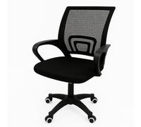 Sedia Scrivania Ergonomica Salvaspazio con Supporto Lombare Sedile Imbottitura Traspirante Meccanica Sali Scendi Rotelle e Giro su Stessa 360° Ufficio Supporto 150 kg Schienale Sotto Spalla (Nero)