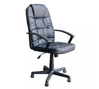 Sedia scrivania girevole in ecopelle Poltrona direzionale ufficio nera con ruote