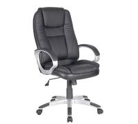 Sedia scrivania girevole in ecopelle Poltrona direzionale ufficio nera con ruote