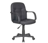 Sedia scrivania in PVC nero con ruote poltrona ufficio oscillante con braccioli