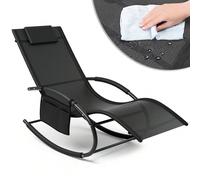 Sedia Sdraio a Dondolo da Giardino, Lettino Prendisole Gravità Zero con Rivestimento in Textilene con Poggiatesta, Poltrona per Esterni ed Interni, Balcone, Patio, Terrazzo Goditi le bellissime giorna