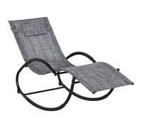 Sedia Sdraio A Dondolo ZerO-Gravity Da Esterno Impermeabile Con Poggiatesta, 155x61x88 Cm, Grigio