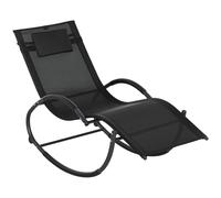 Sedia Sdraio a Dondolo Zero-Gravity da Esterno Impermeabile con Poggiatesta, 155x61x88 cm, Nero