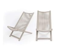 Rebecca Mobili Set 2 Sdraio da Giardino, Sedute da Esterno, Grigio Tortora, Acciaio Polyrattan, Design Moderno, Montaggio a Incastro, per Balcone Camping - Misure HxLxP: 79 x 48 x 90 cm - Art. RE7181