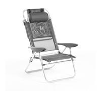 Sedia Sdraio con Braccioli Pieghevole 66x59x77 cm in Alluminio Malibù S Grigio Scuro