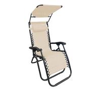 SEDIA SDRAIO CON PARASOLE IN TEXTILENE RECLINABILE PIEGHEVOLE CON POGGIATESTA 48