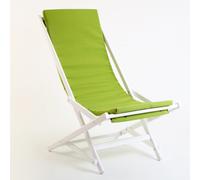 Sedia Sdraio Pieghevole E Oscillante in Legno Dondolina Dimensioni 94x59xh80 cm Laccata Bianca Tessuto Verde Acido