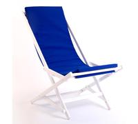 Sedia Sdraio Pieghevole E Oscillante in Legno Dondolina Dimensioni 94x59xh80 cm Laccata Bianca Tessuto Corda blu blu