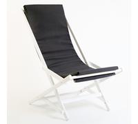 Sedia Sdraio Pieghevole E Oscillante in Legno Dondolina Dimensioni 94x59xh80 cm Laccata Bianca Tessuto colore nero nero