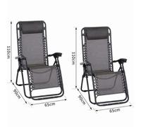 Sedia sdraio richiudibile a gravita zero textilene grigio x 2