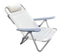 OISE ART STORE Trade Shop - Sedia Sdraio Spiaggina Mare Reclinabile in Ferro Cuscino Crema Campeggio Giardino 046039 -