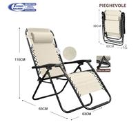 Sedia Sdraio Zero Gravity Pieghevole Giardino Acciaio Textilene con Poggiatesta