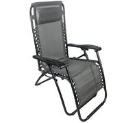 Sedia Sdraio Zero Gravity Reclinabile Pieghevole in Acciaio e Textilene Siesta Grigia