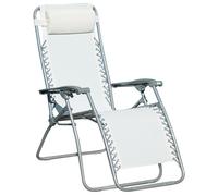 Sedia Sdraio Zero Gravity Reclinabile Pieghevole in Ferro e Textilene Versilia Ecrù