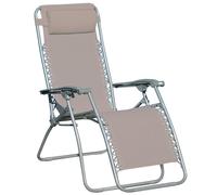 Sedia Sdraio Zero Gravity Reclinabile Pieghevole in Ferro e Textilene Versilia Tortora