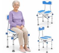 Sedia Sgabello da Doccia WC in Alluminio Altezza Regolabile 83-93 cm per Anziani